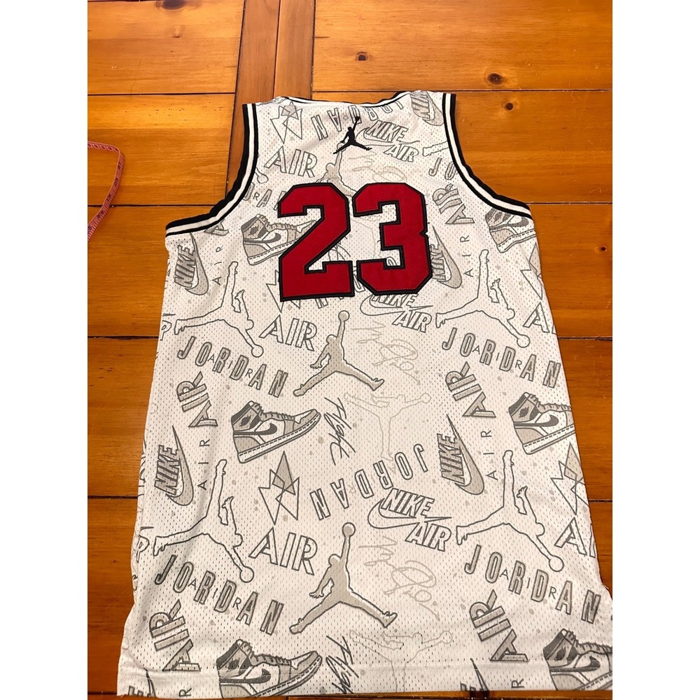 Nike Air Jordan 23 Kids XL Basketball‎ Jersey White All Over Print Mesh Tank - Picture 6 of 7